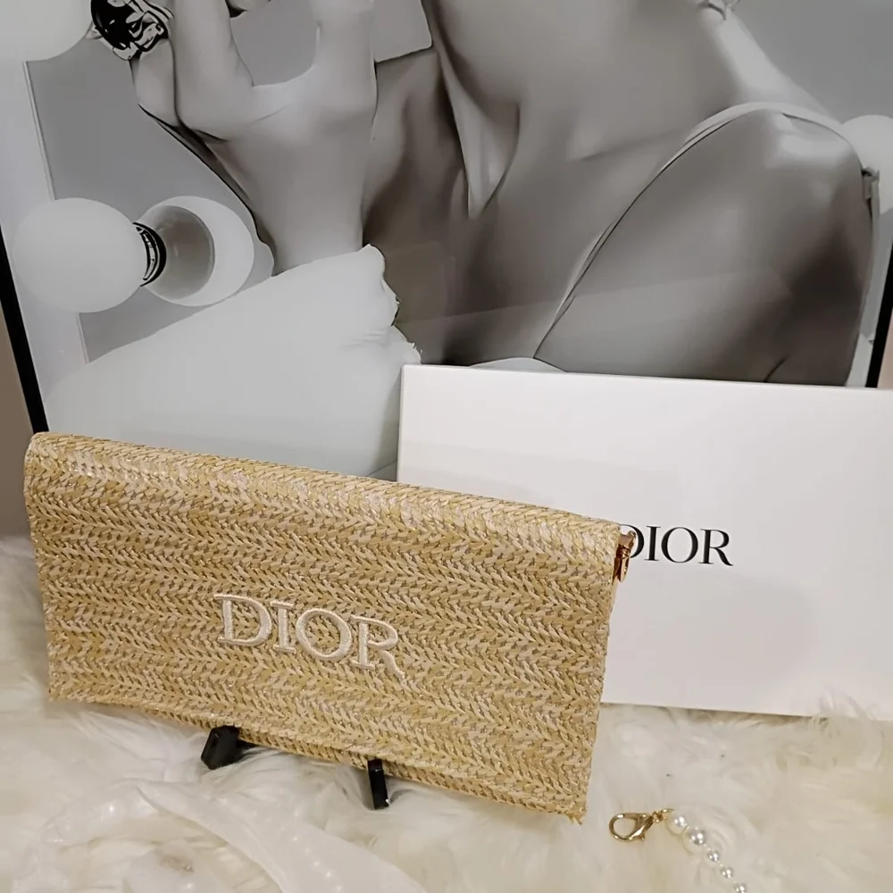 Dior Tan Clutch Raffia Crossbody Summer - Picture 1 of 5
